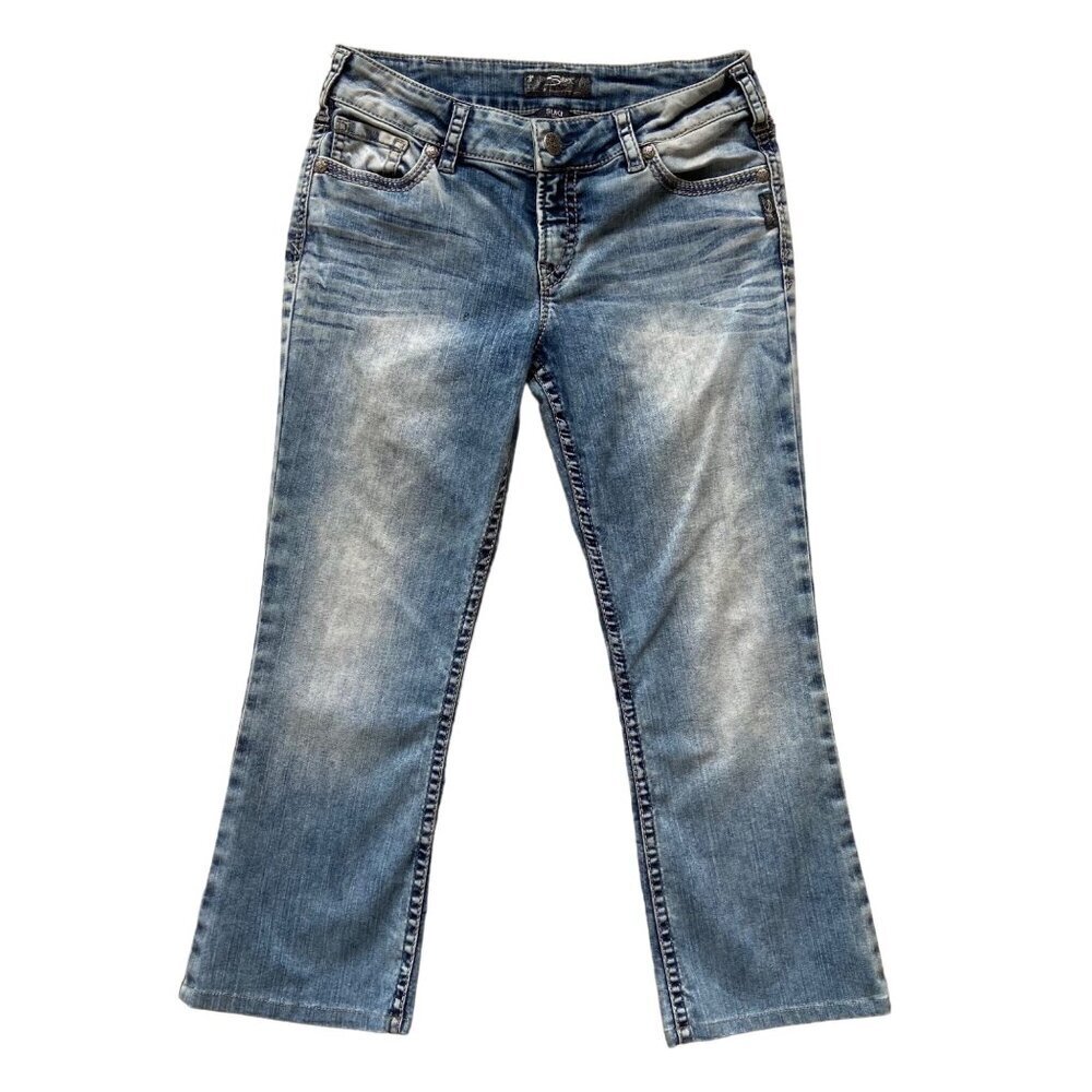 Silver Jeans silver Suki Women Medium Rise Straight Leg Jeans 32 Bleach tie dye